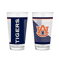 Rico Industries NCAA Main 16 oz Pint Glasses with Digitally Printed Logo, Practical Set of 2 Classic Drinking Glasses, for Fans, Dishwasher Safe