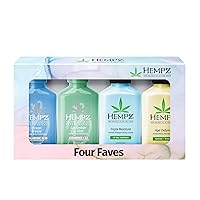Hempz Fresh Four - Hydrating Body & Hand Lotion (4-Pack), Travel Size 2.25 Oz Each - Perfect for On-the-Go Moisturizer For Women, Featuring 4 Mini Lotions For Travel