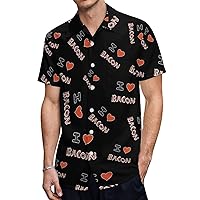 I Love Bacon Hawaiian Shirt for Men Short Sleeve Button Down Summer Tee Shirts Tops