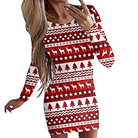 Women's Christmas Dress Dress Autumn Winter Elk Sweater Long Sleeve Dress, M-2XL