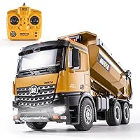 RC Dump Truck Toy, 10CH Remote Control Dump Truck for Boys, Heavy Duty Metal Construction Vehicles, 7KG+ Load Capacity, Birthday Gifts Ideas for Kids Adults, 1/14 Scale Trucks (with Gift)
