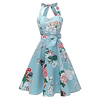 Topdress Women'sVintage Polka Audrey Dress 1950s Halter Retro Cocktail Dress