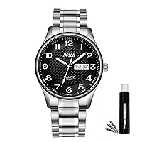Analog Mens Watch(No Chronograph), 40 mm Easy Read Auto Date and Day Stainless Steel Business Watch for Men,30M Waterproof Mens Wrist Watches