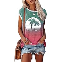 Womens Cap Sleeve Tank Tops 2024 Sleeveless Shirts Loose Fit Cute Graphic Tees Funny Short Sleeve T Shirts Blouses