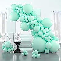 PartyWoo Mint Balloons, 127 pcs Mint Green Balloons Different Sizes Pack of 36 Inch 18 Inch 12 Inch 10 Inch 5 Inch Pastel Turquoise Balloons for Balloon Garland or Arch as Party Decorations, Mint-Q03
