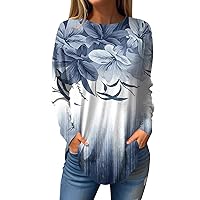 Long Sleeve Sweatshirts For Women Casual Xmas Cute Tops Round Neck Fashion Shirts Teen Girl Graphic Clothes