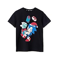 Boy's Black T-Shirt | Festive Sonic Gift Design | Authentic Sonic Merchandise
