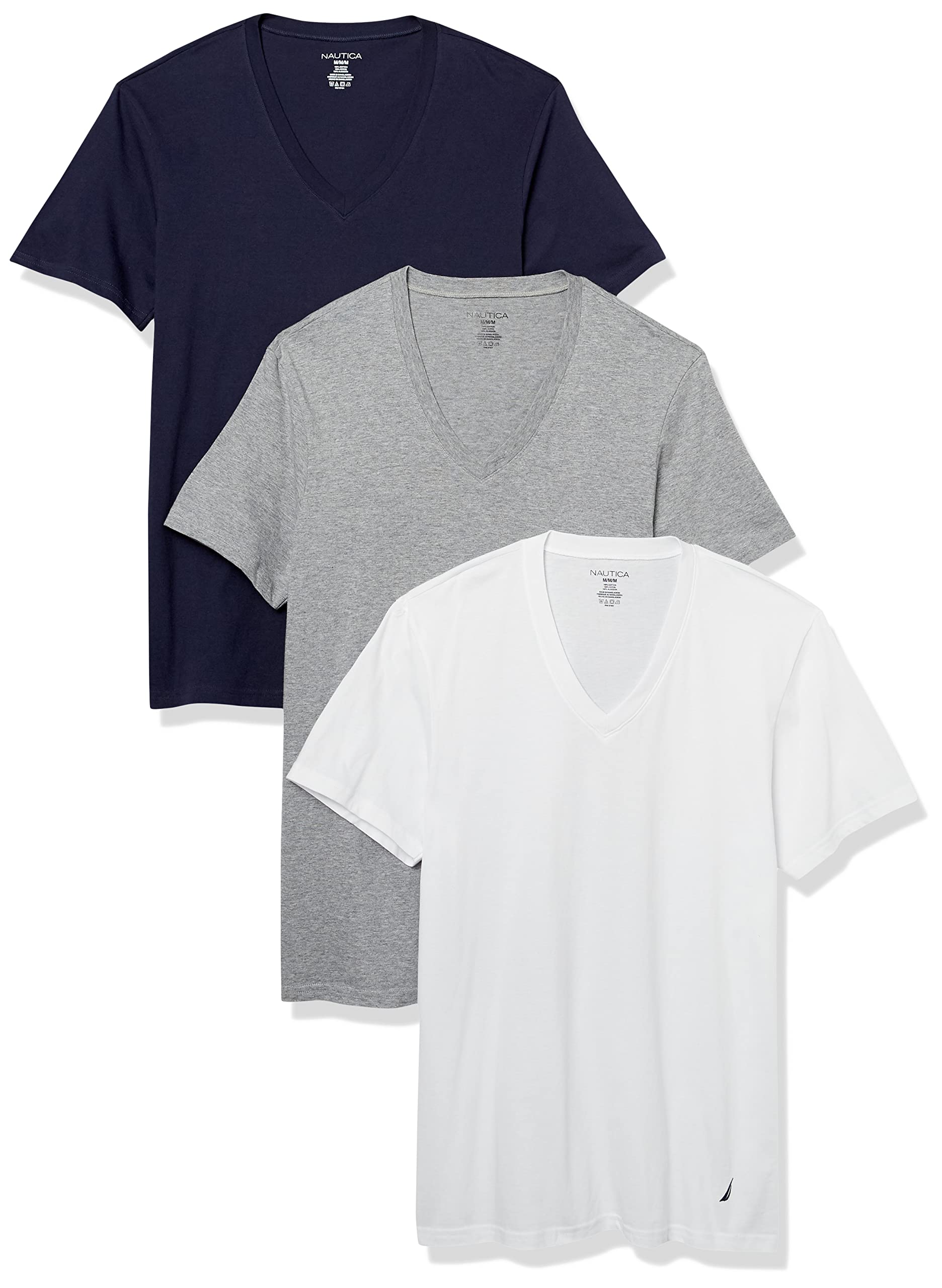 Nautica Men's Cotton V-Neck 3-Pack T-Shirt