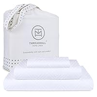 Threadmill Twin Bed-Sheets - 800 Thread Count Jacquard Celine Hotel White, 100% Natural Cotton 3 Piece Striped Bed Set, Extra Long Staple Cotton, Comfy Damask Sheets with Elasticized Deep Pocket