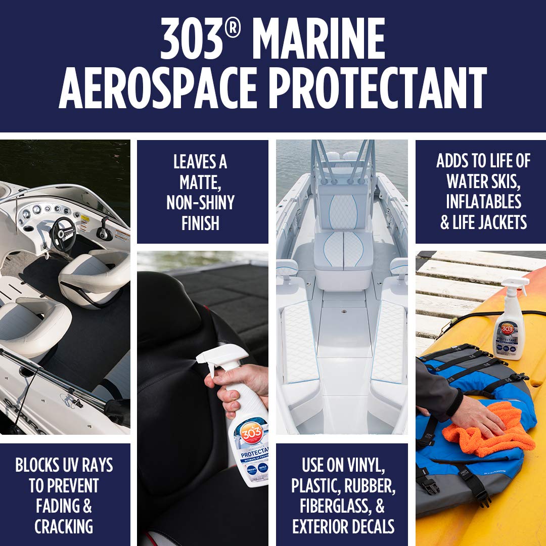 303 Marine UV Protectant Spray for Vinyl, Plastic, Rubber, Fiberglass, Leather & More – Dust and Dirt Repellant - Non-Toxic, Matte Finish, 16 Fl. oz. (30340CSR-6PK)