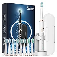 Sonic Electric Toothbrush for Adults - Rechargeable Electric Toothbrushes with 8 Brush Heads & Travel Case,Teeth Whitening , Power Electric Toothbrush with Holder, 3 Hours Charge for 120 Days - White