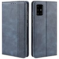 Samsung Galaxy A71 5G Case, Retro PU Leather Full Body Shockproof Wallet Flip Case Cover with Card Slot Holder and Magnetic Closure for Samsung Galaxy A71 5G 2020 Phone Case (Blue)