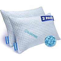 Sleepavo Shredded Memory Foam Pillows Queen Size Set of 2 - Extra Firm Bed Pillows - Adjustable Queen Size Pillow for Side Sleeper, Back, Stomach - Memory Foam Pillows 2 Pack Cooling Pillows for Bed