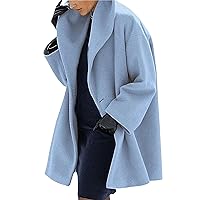 Womens Wool Blend Pea Coat Single Breasted Trench Jackets with Hood Winter Casual Shawl Collar Overcoat Outerwear