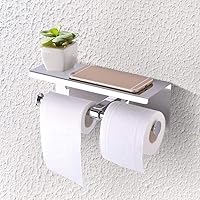 plplaaoo Toilet Paper Holder with Shelf,Wall Mounted 304 Stainless Steel Double Roll Toilet Paper Holder, Dual Paper Tissue Roll,for Home, Hotel, Restaurant, Bar, Public Toilet,Etc., Toilet Paper