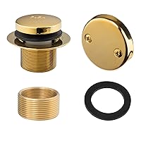 Artiwell Tip-Toe Tub Trim Set with Two-Hole Overflow Faceplate, Replacement Bath Drain Trim Kit with 2-Hole Overflow Faceplate and Universal Fine/Coarse Thread (Polished Brass)