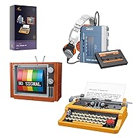JMBricklayer Typewriter Walkman Television Building Toys 20131, Collectible Vintage Display Model Office Room Decor, Creative Hobbies Activity, Unique Gift Ideas for Adults Teens Kids(660 Pieces)