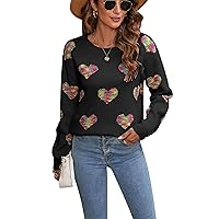 Alsol Lamesa Women’s Cute Colorful Heart Sweater Casual Long Sleeve Pullover Knit Valentines Day Sweaters(Size S)