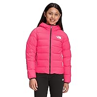 The North Face Girls' Reversible North Down Hooded Jacket, Brilliant Coral, Small