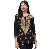 Ada Hand Embroidered Chikankari Indian Cotton Top Tunic Blouse for Women A250295