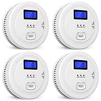 4-Pack,Smoke and Carbon Monoxide Detector,2 in 1 CO & Smoke Alarm,Carbon Monoxide Detectors,Smoke Detector,85dB in Alarm,LCD Screen,Wireless,Easy to Install