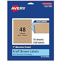 Avery Kraft Brown Round Labels with Sure Feed, 1
