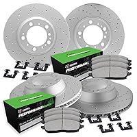 R1 Concepts Front Rear Brakes and Rotors Kit |Front Rear Brake Pads| Brake Rotors and Pads| Performance Sport Brake Pads and Rotors| Hardware Kit| Fits 2011-2014 Porsche Cayenne