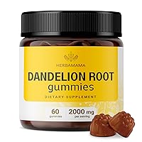 HERBAMAMA Dandelion Root Gummies, Organic Dandelion Extract Taraxacum Officinale - Non-GMO Vegan 2000mg 60 Gummies, Dandelion Supplements for Immune System