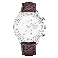 Talley & Twine 41mm Worley Chrono, Unisex Chrono Watch with Leather Band, Chronograph Display, Stylish Mens, and Womens Wrist Watch, Butterfly Clasp Fashion Watch