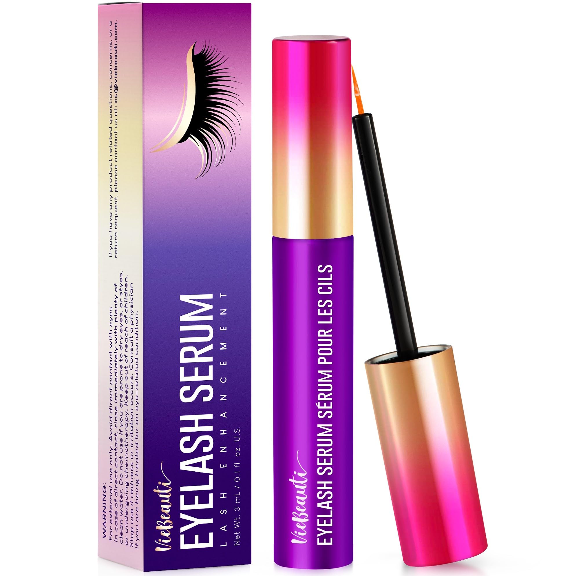 Premium Eyelash Serum by VieBeauti, Lash Boosting Serum for Longer, Fuller Thicker Looking Lashes (3ML), (Packaging May Vary)