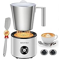 Secura Automatic Milk Frother, 4-in-1 Electric Milk Steamer, 17oz Detachable Hot/Cold Foam Maker, Milk Warmer for Latte, Cappuccinos, Macchiato, Hot Chocolate, with Silicone Spatula & 2 Whisks