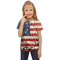 Boys Tees 6t Toddler Boys Girls Short Sleeve Independence Day 4 of July Kids Tops T Shirt with Pocket Cotton Top Kids