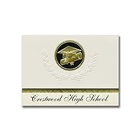 Crestwood High School (Cresco, IA) Graduation Announcements, Presidential style, Basic package of 25 Cap & Diploma Seal. Black & Gold.