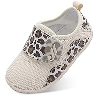 JIASUQI Toddler Sneakers Girls Barefoot Shoes Wide Sneakers for Toddler Girls Beige Leopard Size 8-8.5