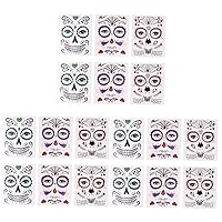 BESTOYARD 18 pcs Halloween face Makeup Stickers Flower Sticker Mexican Flowers Decoration Body Stickers Makeup Face Stickers Skeleton face Stickers Day of The Dead face Stickers Personality