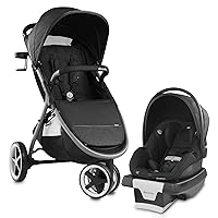 Evenflo 53112310 Gold Pivot Xpand Smart Modular Stroller and Car Seat Travel System with SensorSafe Technology and Large Cruiser Tires, Onyx Black