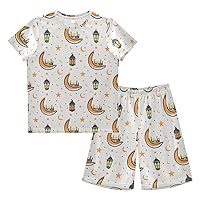 Lantern Moon Boys' Short Sets Star Athletic Tops and Bottoms for Runners and Yoga Clothing Sets XS