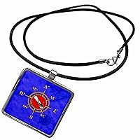 Nautical Dive Compass with Female Diver and Blue... - Necklace with Pendant (ncl_358273)