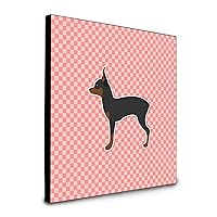 Caroline's Treasures Toy Fox Terrier Checkerboard Pink Artwork Panel Wall-Decor, Multicolor