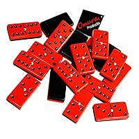 Games | Acrylic Double 6 Jumbo Dominoes Games Set with Spinner | Color: RED/Black on The Back