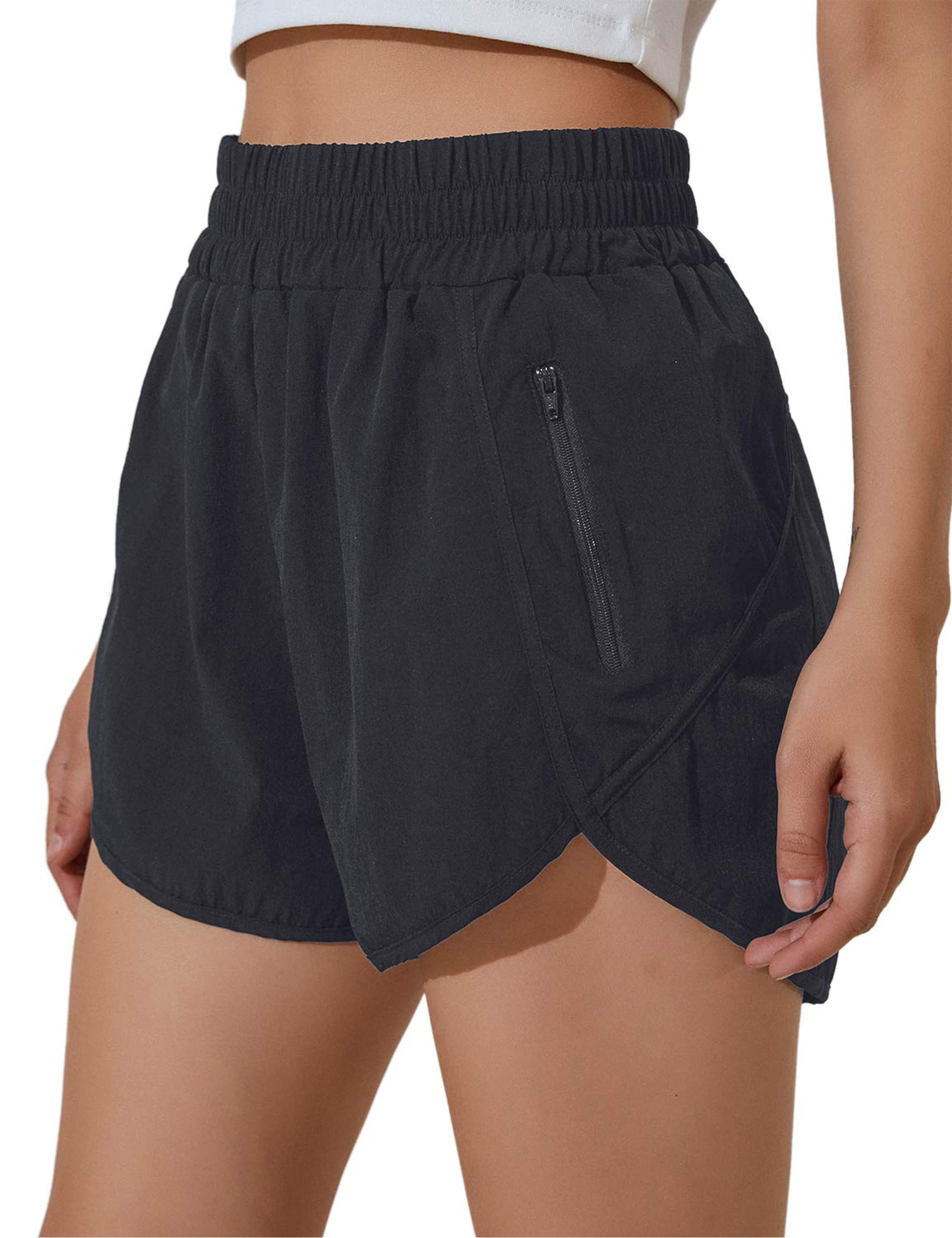 BMJL Women's Running Shorts Elastic High Waisted Shorts Pocket Sporty Workout Shorts Quick Dry Athletic Shorts Pants