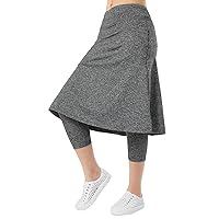 Women Athletic Knee Length Skirts with Leggings,Pickleball Skorts Leggings&Skirted Capris for Yoga Women Zipper Pockets