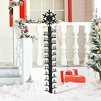 Snow Gauge Outdoor,Snow Measuring Stick,24 Inch Iron Art Snow Gauge,Upgraded Metal Snowflake Snowfall Measuring Gauge Snow Ruler for Yard, Lawn, Garden,Christmas Decoration Gift