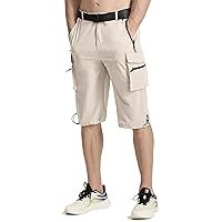Men's Hiking Cargo Shorts Big and Tall Summer Capri Pants Travel Shorts with Zipper Pockets for Golf Fishing Camping