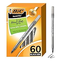 BIC Round Stic Xtra Life Ballpoint Pens, Medium Point (1.0mm), Black, 60-Count Pack, Flexible Round Barrel For Writing Comfort, Perfect Teacher Appreciation Gifts