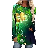 St. Patrick's Day Tunics for Women To Wear with Leggings, Casual Loose Fit Crewneck Long Sleeves Flowy T Shirt Blouses