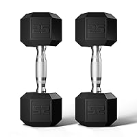 Hex Dumbbells Set Rubber Coated Hand Weights Exercise & Fitness for Home Gym Workouts Weight Strength Training, Set of 2