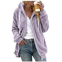 SNKSDGM Women's 2023 Fuzzy Fleece Winter Coats Full Zip Soft Plus Size Jackets Sherpa Shaggy Cardigan Outerwear with Pockets