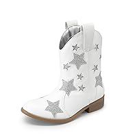 DREAM PAIRS Kids Girls Cowgirl Cowboy Western Mid Calf Star Boots