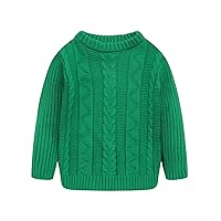 Mud Kingdom Little Kids Cable Knit Sweater Unisex Long Sleeve Solid Color Pullover